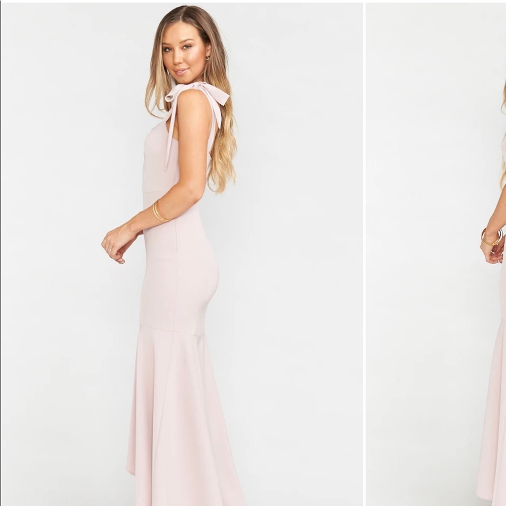 Barcelona Ruffle Gown- Vintage Rose Stretch Crepe